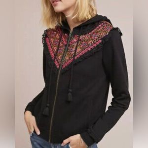 Anthropologie Akemi + Kin Black Intricate Beaded/Embellishments Zip Hoodie ✨